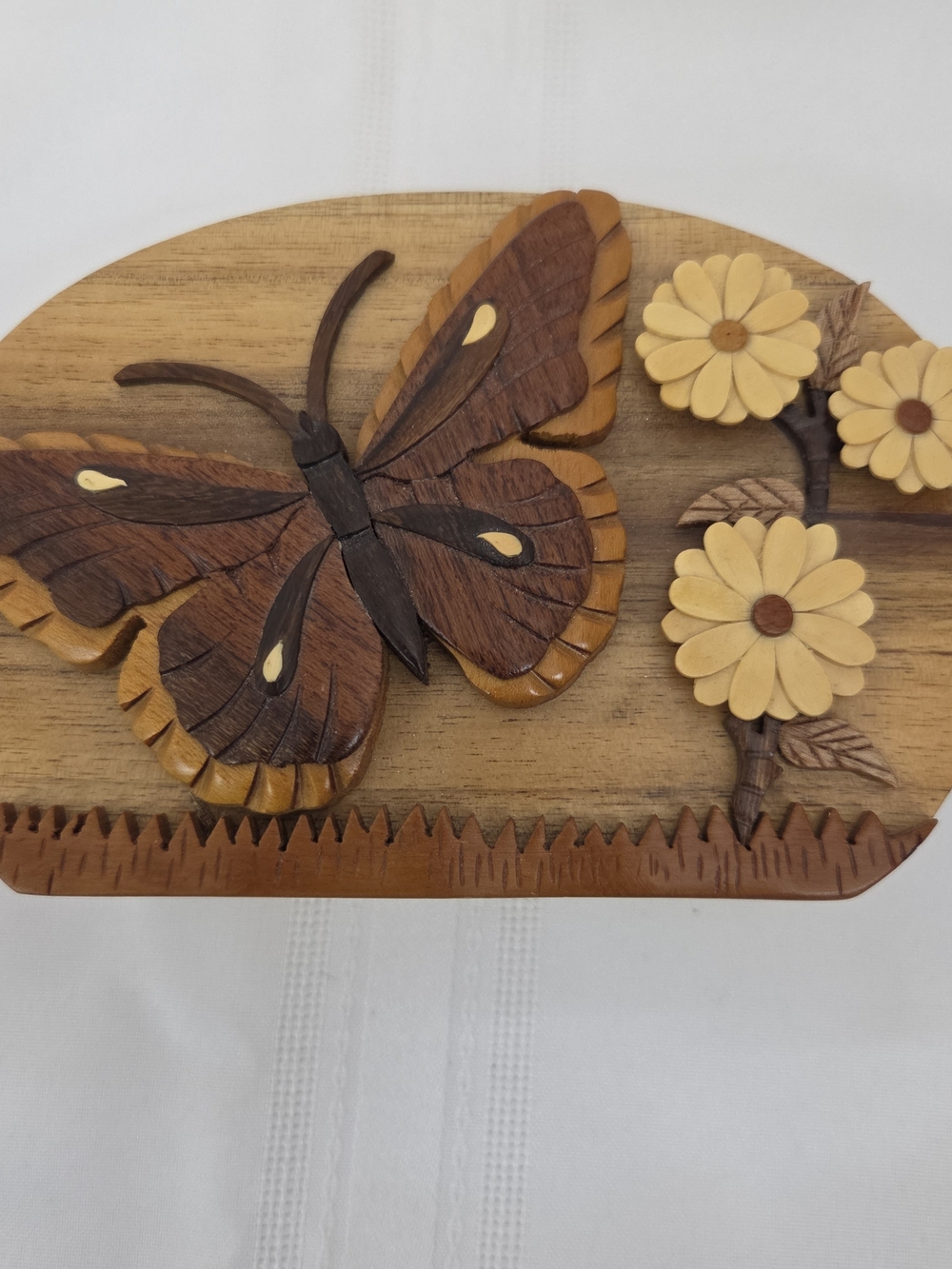 Butterfly &Daisies Handcrafted Wood Puzzle Box Jewelry/Trincket Box Cottagecore